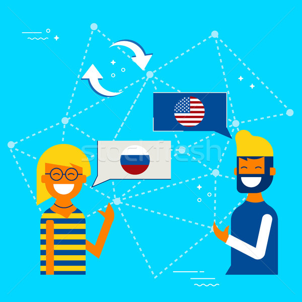 Russian and American online chat translation concept Stock photo © cienpies