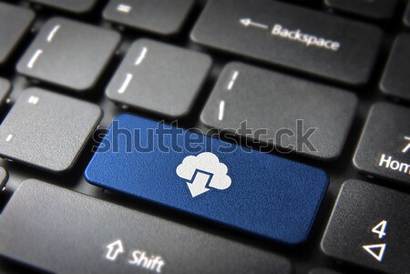 Thumb up blue keyboard key, social media background Stock photo © cienpies