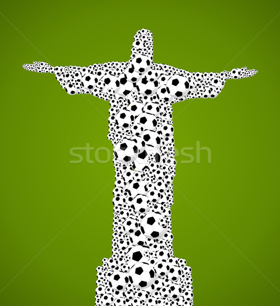Brazil soccer footballs, Christ the redeemer. Stock photo © cienpies