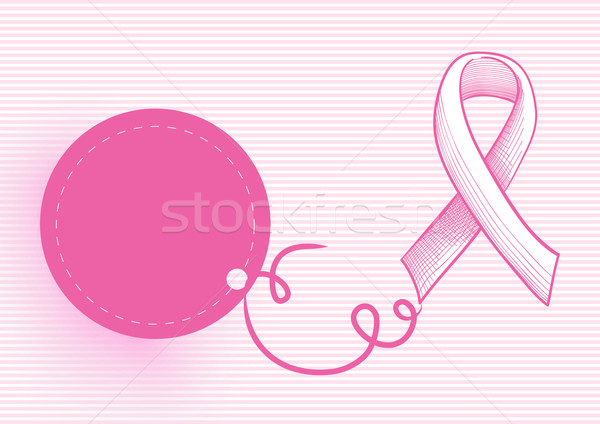 Breast cancer awareness ribbon with hang tag EPS10 file. Stock photo © cienpies