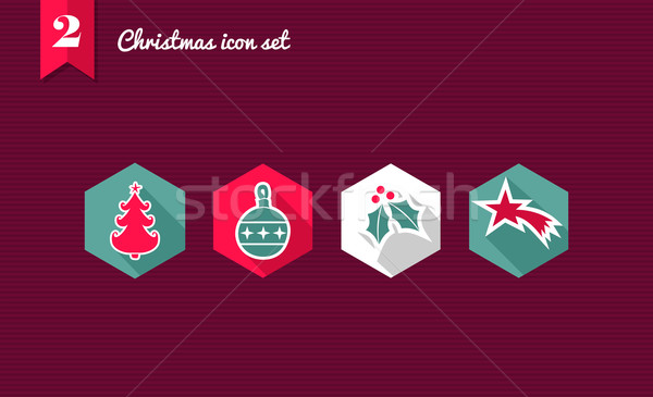 Foto stock: Alegre · Navidad · establecer · diseno · iconos