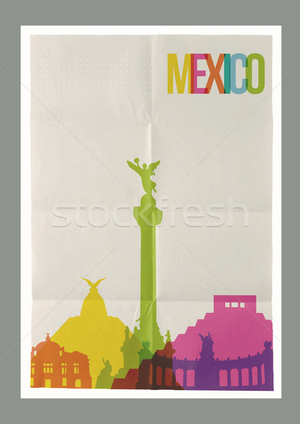 Viaggio Messico skyline vintage poster noto Foto d'archivio © cienpies