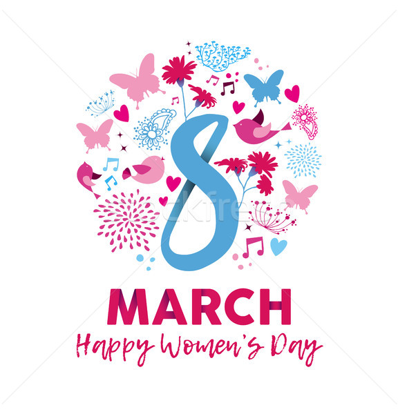 Happy Womens day 8th march floral decoration card Stock photo © cienpies