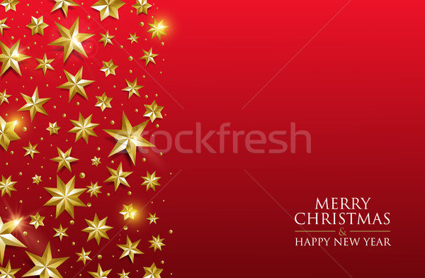 Christmas card gold star design on red background Stock photo © cienpies