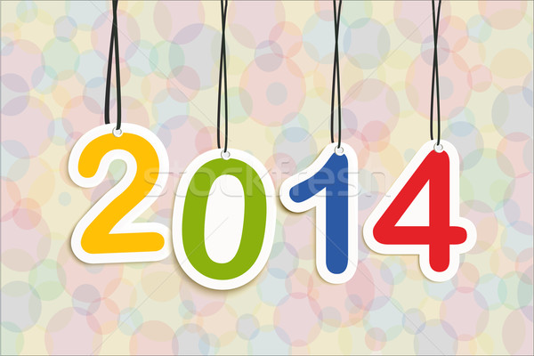 Happy new year 2014 nombre couleurs suspendu coloré [[stock_photo]] © cienpies