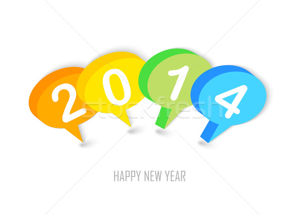 Nouvelle année 2014 réseau social couleurs bulles happy new year [[stock_photo]] © cienpies