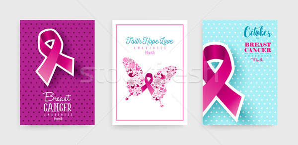 Foto stock: Cáncer · de · mama · conciencia · anunciante · establecer · mes