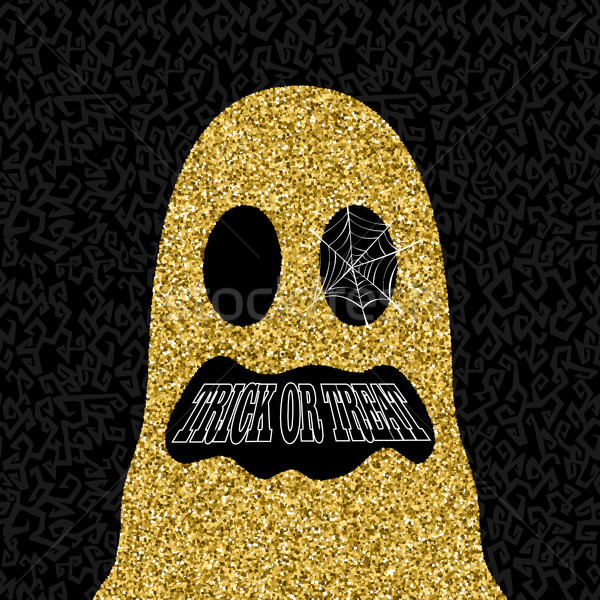 Gold Halloween trick or treat ghost illustration Stock photo © cienpies