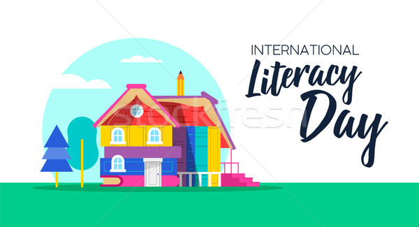 Happy Literacy day book house concept for children Stock photo © cienpies