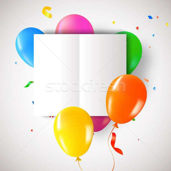 [[stock_photo]]: Fête · d'anniversaire · ballons · carte · modèle · anniversaire · papier