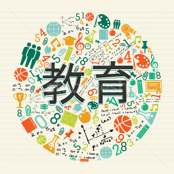 Education school icon quote in japanese language Stock photo © cienpies