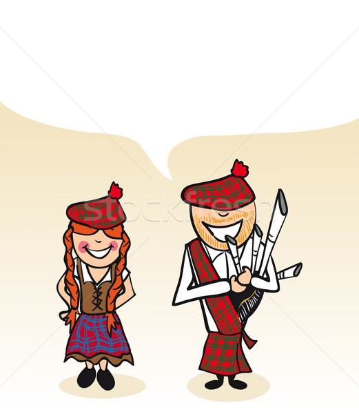 Scottish cartoon couple social bubble  Stock photo © cienpies