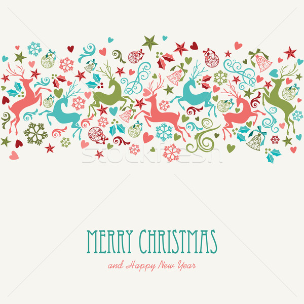 Merry Christmas and Happy New Year vintage greeting card Stock photo © cienpies