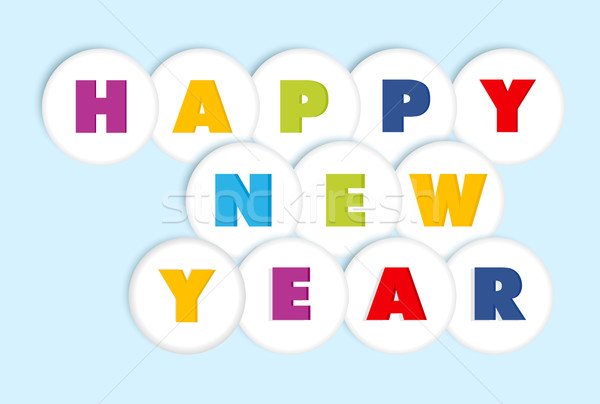 Happy New Year round buttons background Stock photo © cienpies