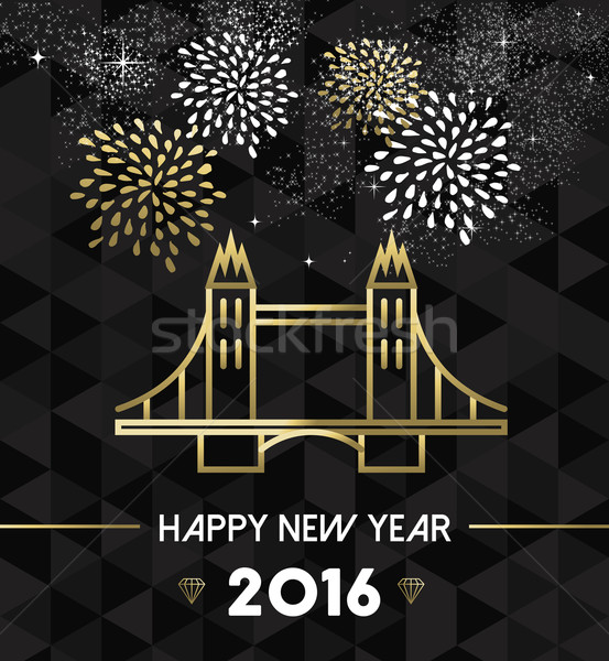 New Year 2016 london uk tower bridge travel gold Stock photo © cienpies