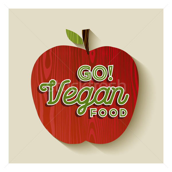 Vegan Apfel Illustration Text Label roten Apfel Stock foto © cienpies
