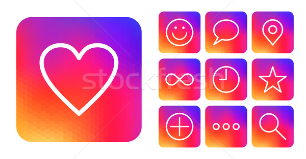 Stock photo: Social media ui icon set with gradient background