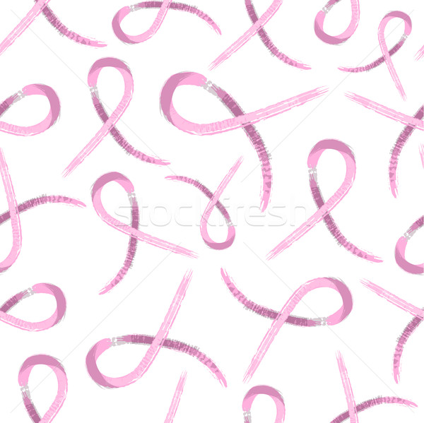 Stock photo: Pink ribbon hand drawn pattern for breast cancer