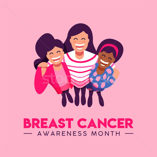 Breast Cancer Awareness card of friend group hug Stock photo © cienpies