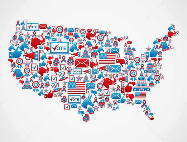Stock photo: USA elections icons map