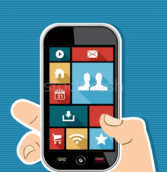 Mano umana mobile colorato ui apps Foto d'archivio © cienpies