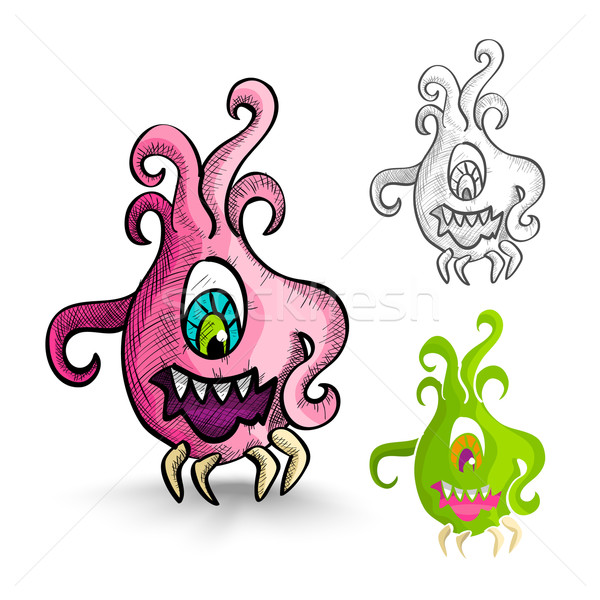 Halloween monsters isolated sketch style creatures set. Stock photo © cienpies