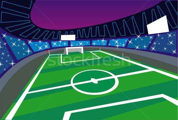Fußball Stadion Weitwinkel Perspektive Illustration Fans Stock foto © cienpies