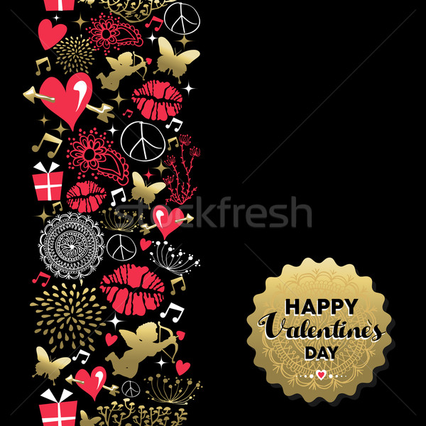 Saint valentin carte de vœux modèle vintage icône heureux [[stock_photo]] © cienpies