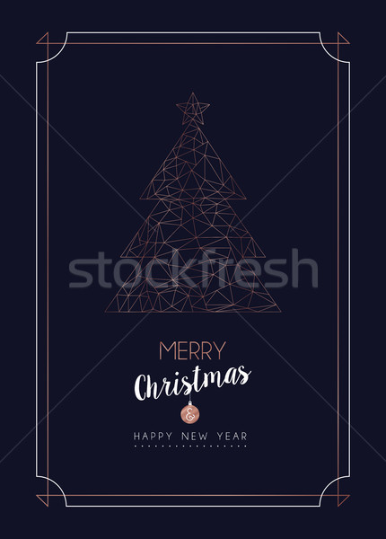 Natal ano novo cobre árvore cartão Foto stock © cienpies