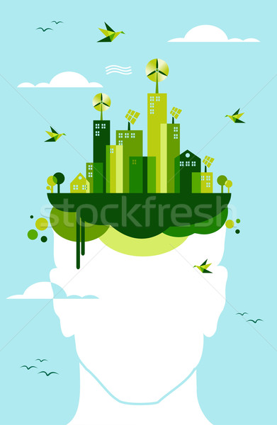 Green city people idea Stock photo © cienpies