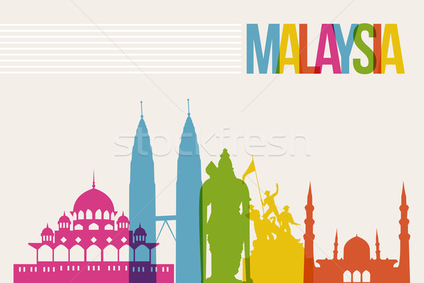 Travel Malaysia destination landmarks skyline background Stock photo © cienpies