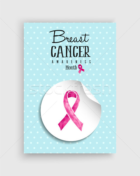 Breast cancer awareness pink low poly bow poster Stock photo © cienpies