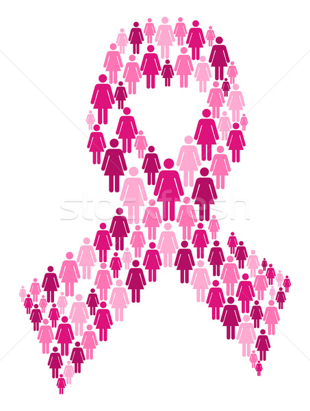 Stock photo: Women in breast cancer awareness ribbon