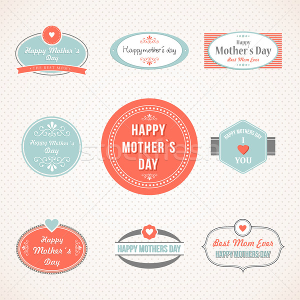 Retro cute Happy Mothers day label set Stock photo © cienpies