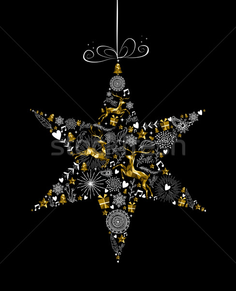 Christmas new year star decoration gold deer shape Stock photo © cienpies