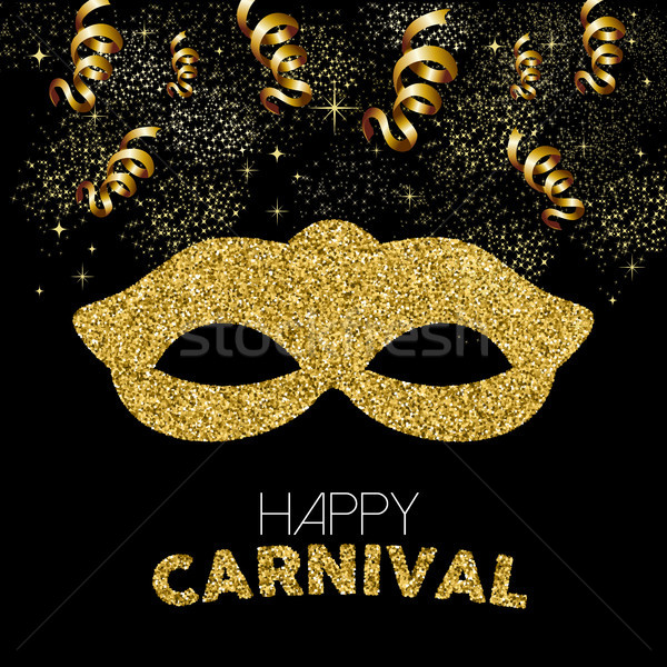 Gold glitter happy carnival mask decoration design Stock photo © cienpies