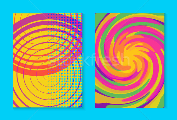 Abstract memphis colorful card background set  Stock photo © cienpies
