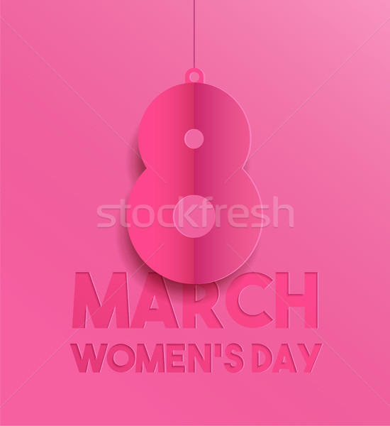 Happy Women day pink paper cut greeting card Stock photo © cienpies