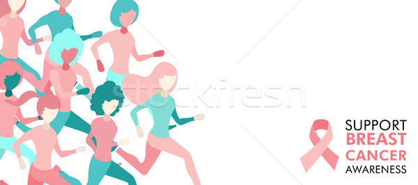 Borstkanker zorg meisje groep lopen banner Stockfoto © cienpies