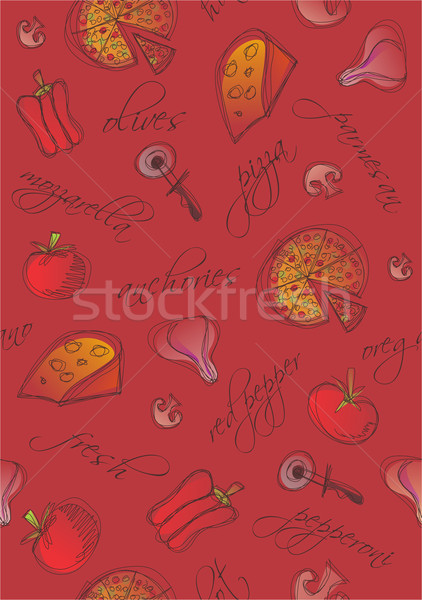  Pizza and ingredients seamless background Stock photo © cienpies