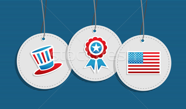 Akasztás hazafias USA jelvények ikonok címkék Stock fotó © cienpies