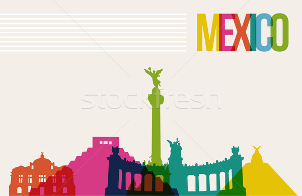 Viaggio destinazione skyline Messico noto multicolore Foto d'archivio © cienpies