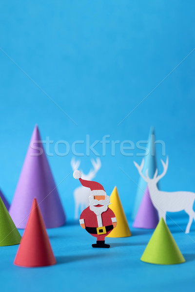 Christmas illustration paper cut santa copy space Stock photo © cienpies