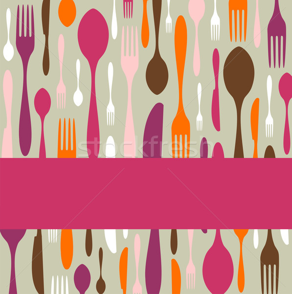 Cubiertos patrón invitación alimentos restaurante menú Foto stock © cienpies