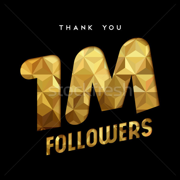 1 million internet follower gold thank you card Stock photo © cienpies