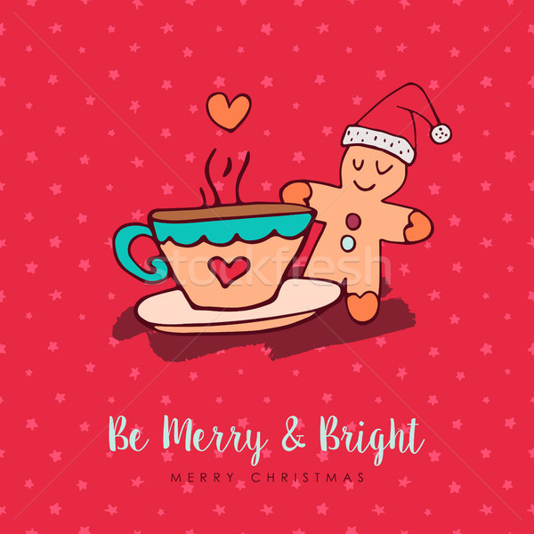 Christmas cute gingerbread man holiday cartoon Stock photo © cienpies