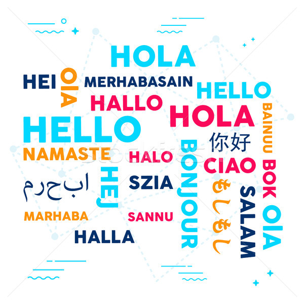 Langue traduction typographie illustration différent Bonjour [[stock_photo]] © cienpies