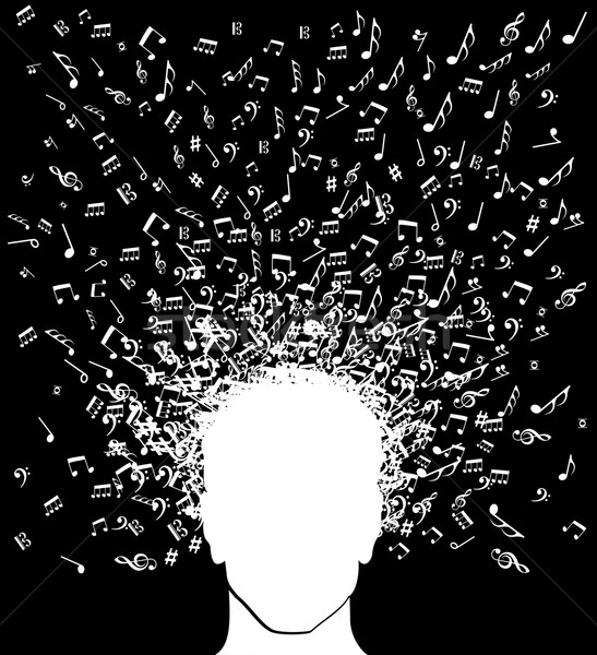 Music notes man head splash  Stock photo © cienpies