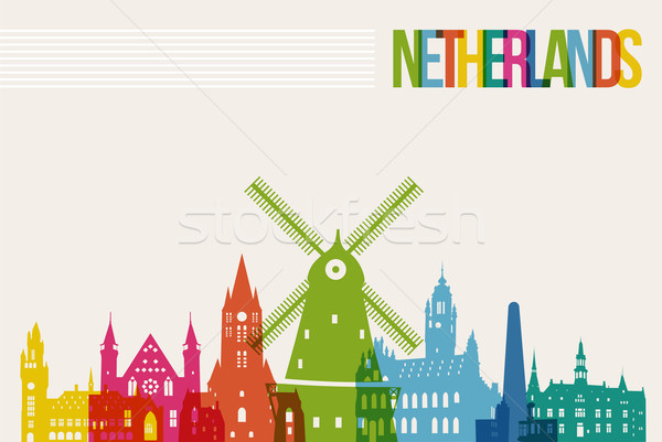 Stockfoto: Reizen · Nederland · bestemming · skyline · beroemd · veelkleurig
