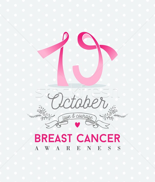 Breast cancer awareness poster october ribbon Stock photo © cienpies